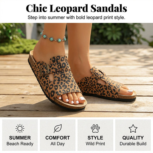 📢📢BIG SALE !!⏰Leopard Print Buckle Platform Slippers