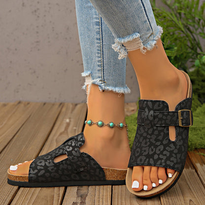 📢📢BIG SALE !!⏰Leopard Print Buckle Platform Slippers