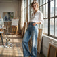 📢📢50 OFF %⏰Women's Floral Jacquard Wide-Leg Denim Pants