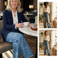 📢📢50 OFF %⏰Women's Floral Jacquard Wide-Leg Denim Pants