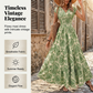 📢📢40% OFF !! ⏰Women's V-Neck Floral Print Smocked Maxi Dress