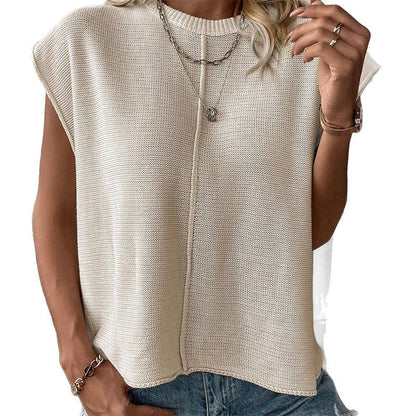 📢📢30% OFF !! ⏰Women's Casual Round Neck Sleeveless Knit Top
