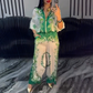 📢📢50% OFF ⏰Printed Zipper Top & Wide-Leg Pants 2-Piece Set