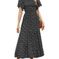 📢📢40% OFF !! ⏰2026 Women's Casual Floral Print Short Flutter Sleeve Smocked High Waist Flowy Maxi Dress