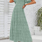 📢📢40% OFF !! ⏰2026 Women's Casual Floral Print Short Flutter Sleeve Smocked High Waist Flowy Maxi Dress