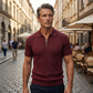 Men's Short Sleeve Ribbed Knit Zip-Up Shirt