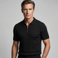 Men's Short Sleeve Ribbed Knit Zip-Up Shirt
