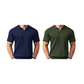 Men's Short Sleeve Ribbed Knit Zip-Up Shirt
