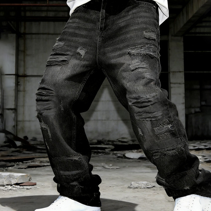 Casual Straight Leg Denim with Patch Details
