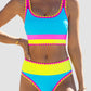 👙Last Day Sale 49% OFF💃Color Block Patchwork Sporty 3-Piece Bikini Set - High Waisted & Tummy Control Swimsuit👙🌈