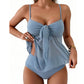 📢📢Limited Spring Edition⏰Tie-Front Mesh Tankini Set with High-Waisted Bottoms💡Designed in the USA💡