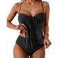 📢📢Limited Spring Edition⏰Tie-Front Mesh Tankini Set with High-Waisted Bottoms💡Designed in the USA💡