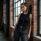📢📢40% OFF ⏰💡Designed in the USA💡Women's Ribbed Knit Button-Front Sleeveless Vest