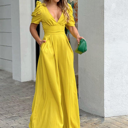 📢📢40% OFF ⏰💡Designed in the USA💡Women’s Deep V-Neck Wide Leg Jumpsuits