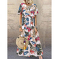 📢📢50% OFF !!!⏰New Style Round Neck Casual Women's Retro Printed Loose Long Skirt
