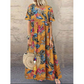 📢📢50% OFF !!!⏰New Style Round Neck Casual Women's Retro Printed Loose Long Skirt