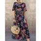 📢📢50% OFF !!!⏰New Style Round Neck Casual Women's Retro Printed Loose Long Skirt