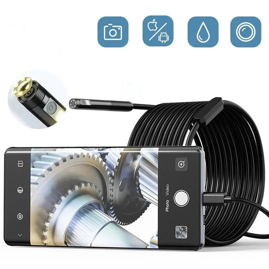 📢📢40% OFF !! ⏰ Waterproof Borescope Camera – Adjustable Light, USB-C, HD Imaging 💡