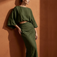 📢📢40% OFF !!!⏰ Elegant Batwing Sleeve Top & Ruched Skirt Set