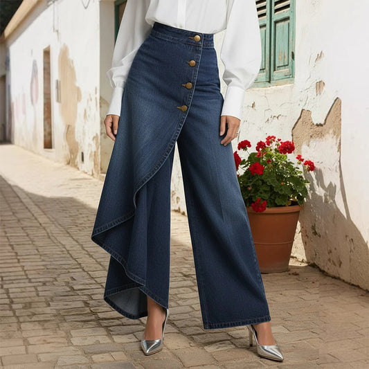 📢📢40% OFF !!!⏰Asymmetrical Wrap Denim Skirt Pants