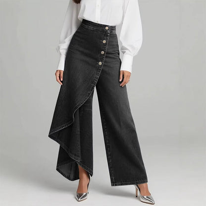 📢📢40% OFF !!!⏰Asymmetrical Wrap Denim Skirt Pants