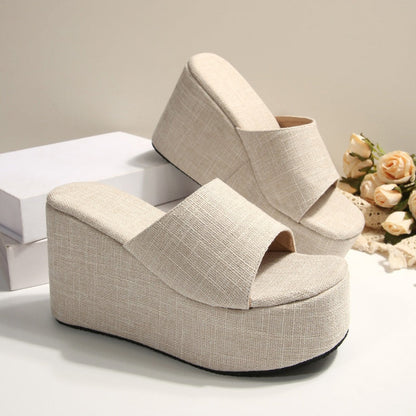 📢📢40% OFF !!!⏰Women's Open-Toe Slip-On Platform Wedge Sandals