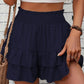 📢📢40% OFF !! ⏰Solid Color Stretch Waist Layered Short Skirt