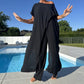 📢📢40% OFF !!!⏰Solid Color Off-Shoulder Top & Pants Set