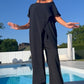 📢📢40% OFF !!!⏰Solid Color Off-Shoulder Top & Pants Set