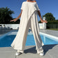 📢📢40% OFF !!!⏰Solid Color Off-Shoulder Top & Pants Set