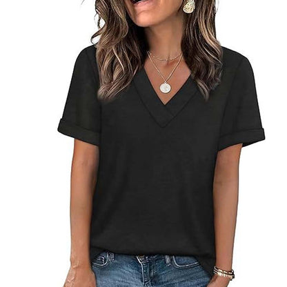 📢📢40% OFF !! ⏰Women's V-Neck Short Sleeve Casual T-Shirt