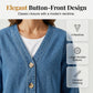 📢📢35% OFF !! ⏰  Women's Classic Button Front Denim Jacket – V-Neck, Breathable Fabric & Relaxed Fit 💙