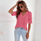 📢📢40% OFF !!!⏰Women's V-Neck Cuffed Sleeve Ribbed T-Shirt