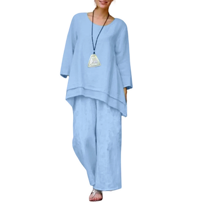 📢📢40% OFF !! ⏰Casual Loose Fit Tunic Top and Wide Leg Pants Set