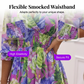 📢📢40% OFF !! ⏰Floral V-Neck A-Line Dress – Smocked Waist, Ruffled Hem, Summer Ready 🌸