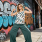 ⏳Limited-time 50% off⏰Floral Print Top & Wide-Leg Trousers Set👚👖