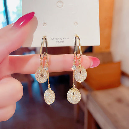 Elegant Artificial Crystal Tassel Drop Earrings