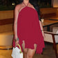 📢📢40% OFF !! ⏰ Sleeveless A-Line Halter Mini Dress