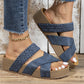 📢📢40% OFF !! ⏰Women's Criss-Cross Woven Strap Wedge Sandals