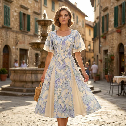 📢📢40% OFF !! ⏰Ethereal Flutter Sleeve Fit-and-Flare Dress