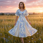 📢📢40% OFF !! ⏰Ethereal Flutter Sleeve Fit-and-Flare Dress