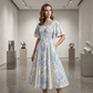 📢📢40% OFF !! ⏰Ethereal Flutter Sleeve Fit-and-Flare Dress