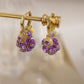 📢📢50% OFF !! ⏰Vintage Gold-Plated Hoop Earrings with Purple Crystal Sphere