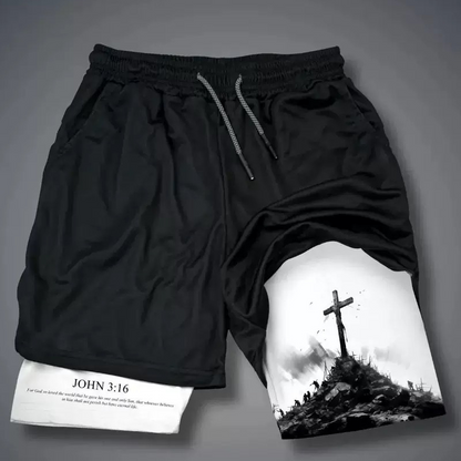 Men's 2-in-1 Faith & Fitness Athletic Shorts