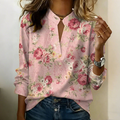 📢📢40% OFF !! ⏰ Women's Floral Print V-Neck Blouse