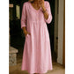 📢📢30% OFF !! ⏰Women's Casual V-Neck Button-Down Linen Midi Dress