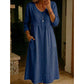 📢📢30% OFF !! ⏰Women's Casual V-Neck Button-Down Linen Midi Dress