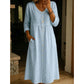 📢📢30% OFF !! ⏰Women's Casual V-Neck Button-Down Linen Midi Dress
