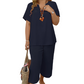 📢📢35% OFF !! ⏰Women's Casual Short Sleeve Top & Wide Leg Pants Set