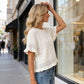 📢📢40% OFF !! ⏰Women's Short Sleeve Ruffle Knit Top